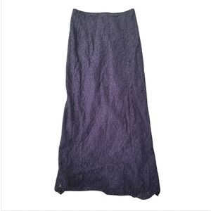 Vintage 90's Nia black stretch lace maxi skirt ribbon trim bow small